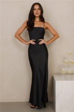The Wexalora Satin Maxi Dress Black - Image 2