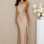 The Wexalora Satin Maxi Dress Champagne