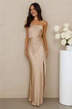 The Wexalora Satin Maxi Dress Champagne
