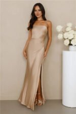 The Wexalora Satin Maxi Dress Champagne - Image 2