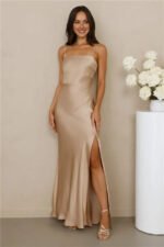 The Wexalora Satin Maxi Dress Champagne - Image 6