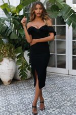 Tokyo Rose Midi Dress Black - Image 3
