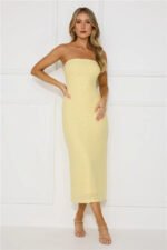 Tropical Tango Strapless Midi Dress Yellow - Image 3