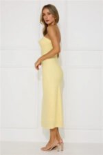 Tropical Tango Strapless Midi Dress Yellow - Image 4
