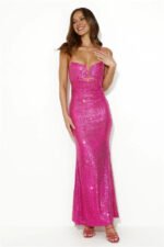 True Spark Sequin Maxi Dress Pink - Image 2