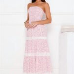 Under Palm Trees Strapless Midi Dress Pink
