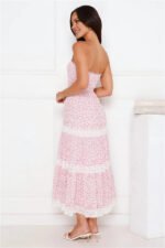 Under Palm Trees Strapless Midi Dress Pink - Image 4