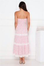 Under Palm Trees Strapless Midi Dress Pink - Image 5