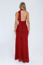 Wildflower Way Knit Sequin Maxi Dress Wine - Image 5