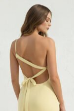 One Shoulder Sheath Open Back Maxi Dress in Yellow - Image 5