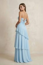 Sweetheart A-Line Ruffled Chiffon A-Line Long Prom Dress in Sky Blue - Image 3