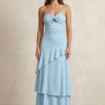 Sweetheart A-Line Ruffled Chiffon A-Line Long Prom Dress in Sky Blue
