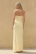Strapless Twist-Front Ruffled Maxi Dress in Yellow - Image 6