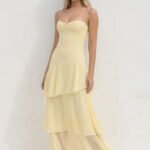 Tiered Chiffon Maxi Dress in Yellow