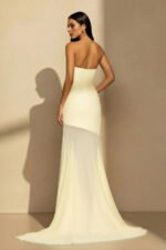 Strapless Sheer-Panel Maxi Dress in Yellow - Image 4
